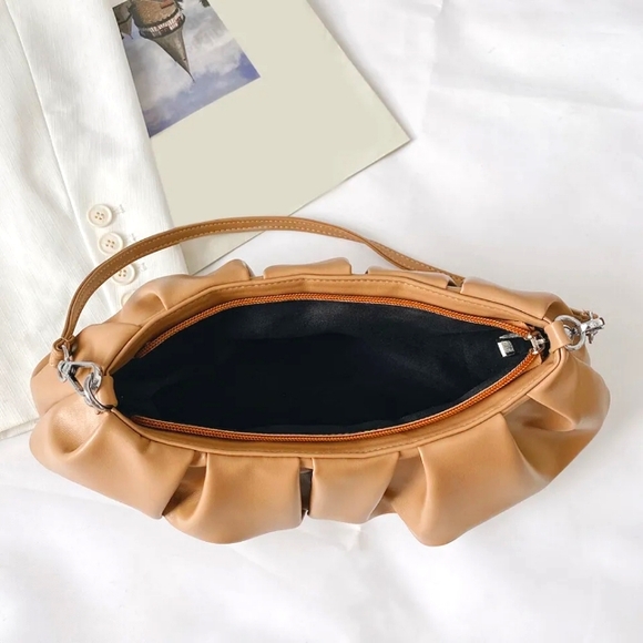 Crinkled Shoulder/Clutch Bag - Black - Picture 8 of 11